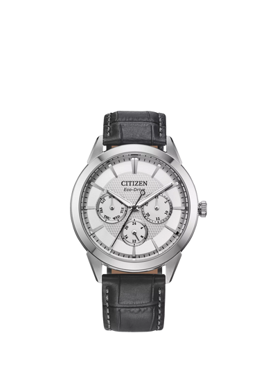 John Lewis Citizen Men's Rolan 40mm Leather Strap Watch, Silver- Buy online at McGrocer