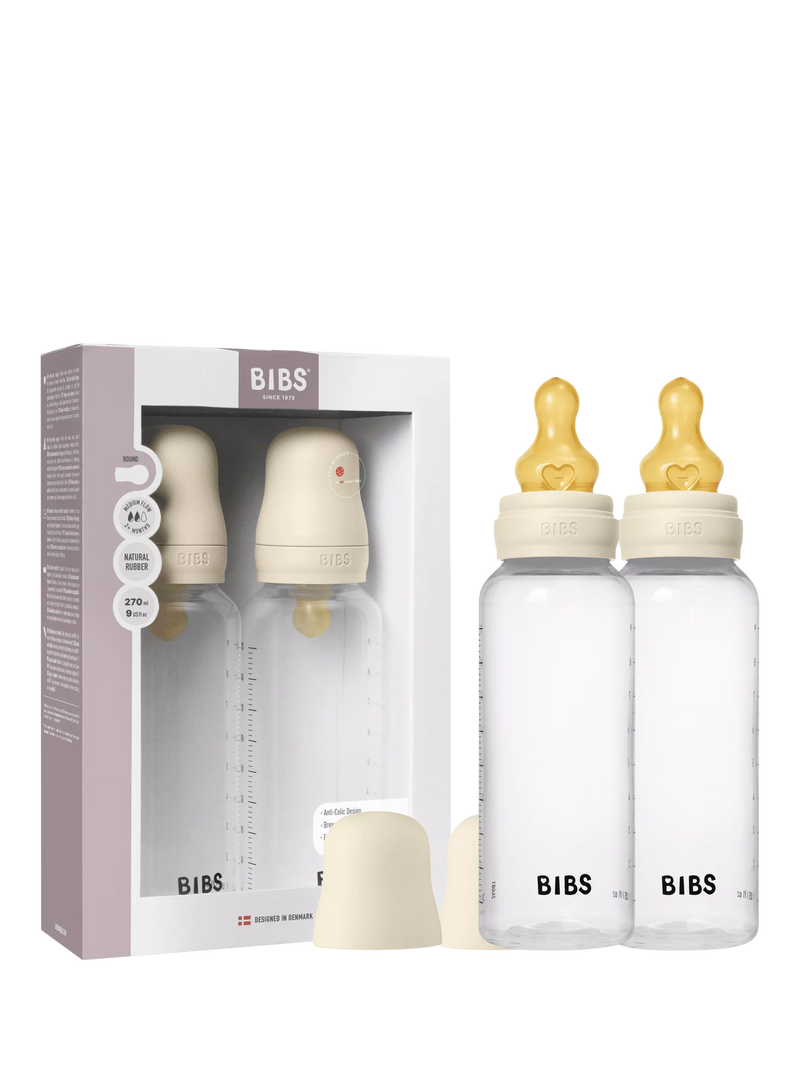 BIBS latex baby bottle medium flow pack of 2 270ml, imported from the UK