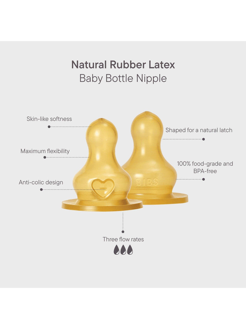 BIBS latex teats medium flow pack of 2, imported from the UK