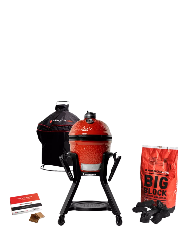 Kamado Joe Portable Joe Junior charcoal BBQ bundle with stand and cart (British brand)