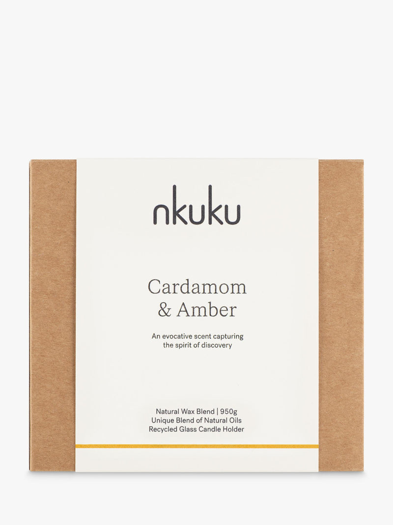 nkuku Cardamom & Amber 3 wick scented candle, imported from the UK