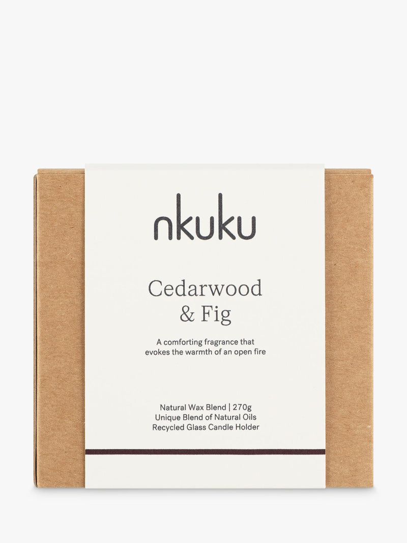 nkuku Cedarwood & Fig scented candle, imported from the UK