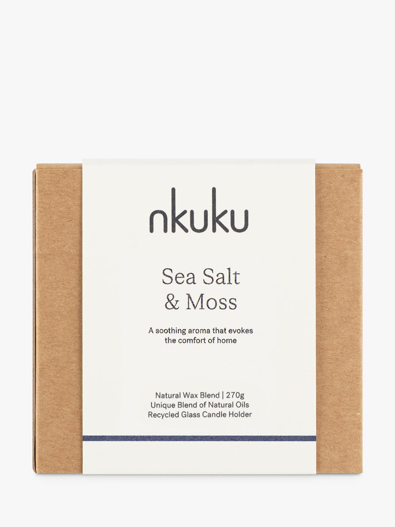 nkuku Sea Salt & Moss scented candle, imported from the UK