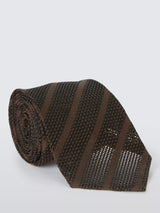 John Lewis John Lewis Grenadine Silk Tie, Brown- Buy online at McGrocer