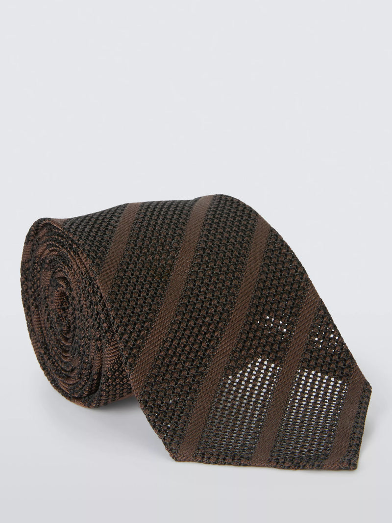John Lewis grenadine silk tie brown - British product