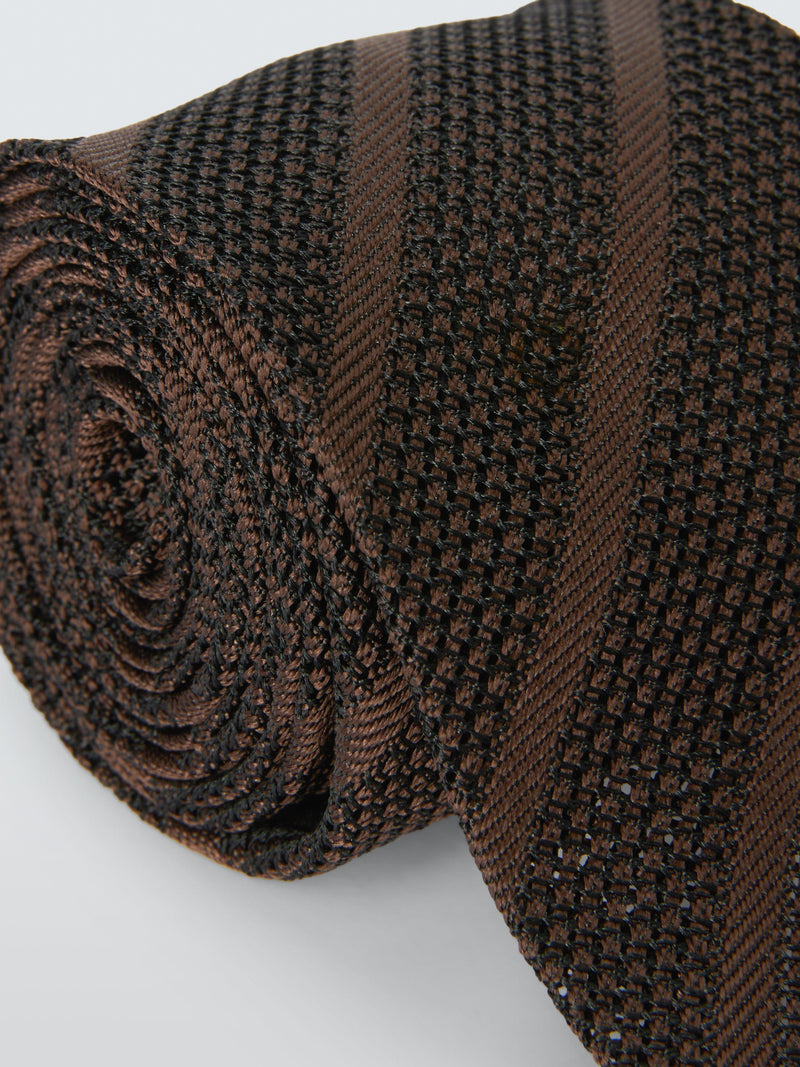 John Lewis grenadine silk tie brown - British product