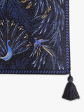 Sara Miller Peacock Parade cotton table runner 260cm dark blue, imported from the UK