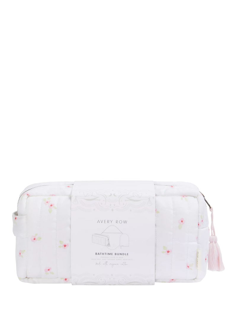 Avery Row bathtime bundle with organic cotton towel and mitt, UK version