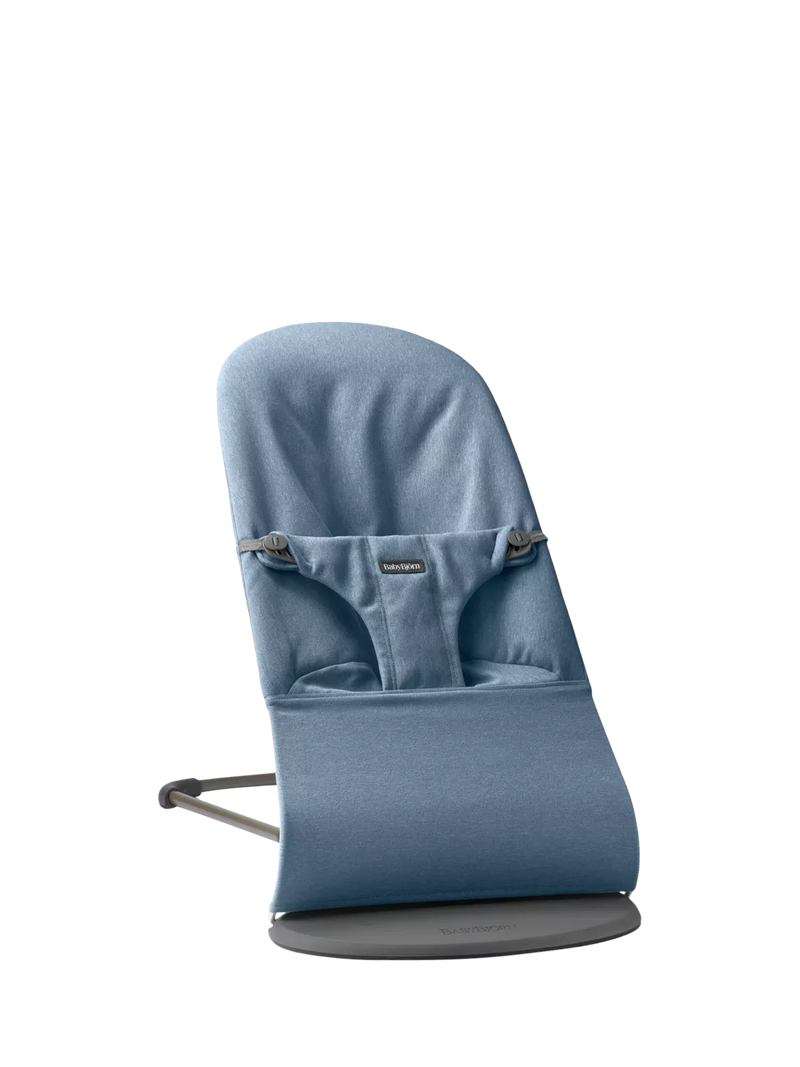 BabyBjörn Bliss Woven baby bouncer in blue, UK version