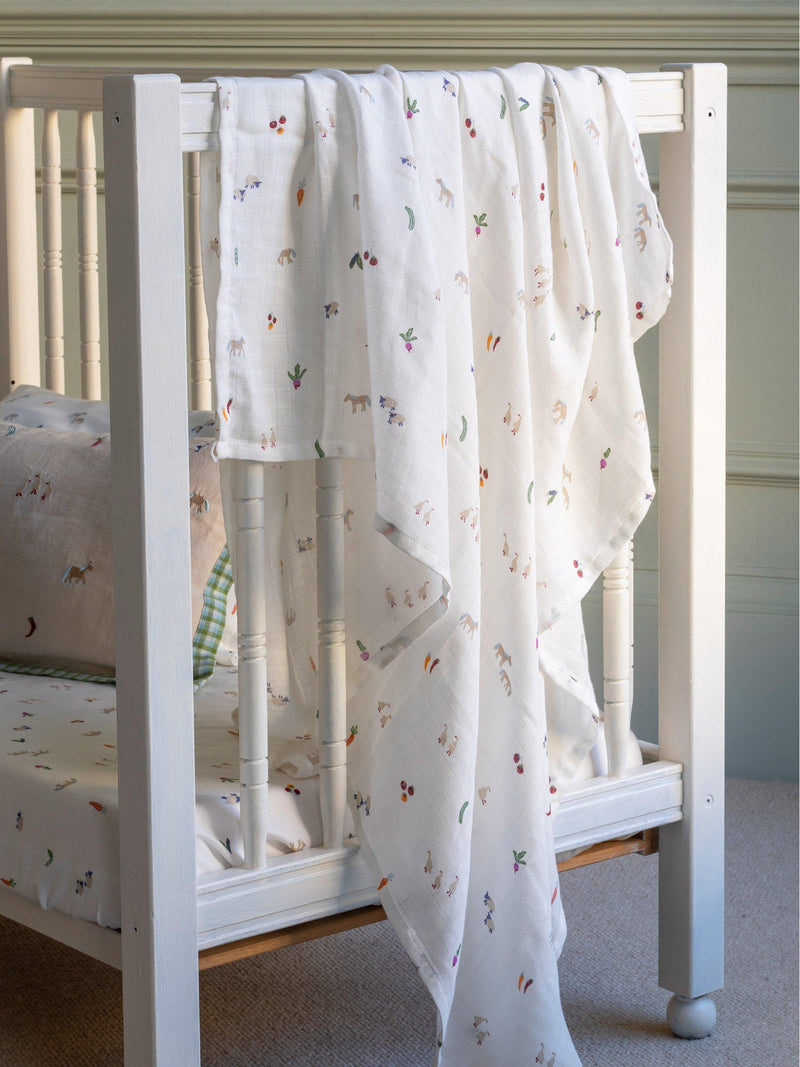 Avery Row muslin swaddle 2-pack Little Farm, imported from the UK
