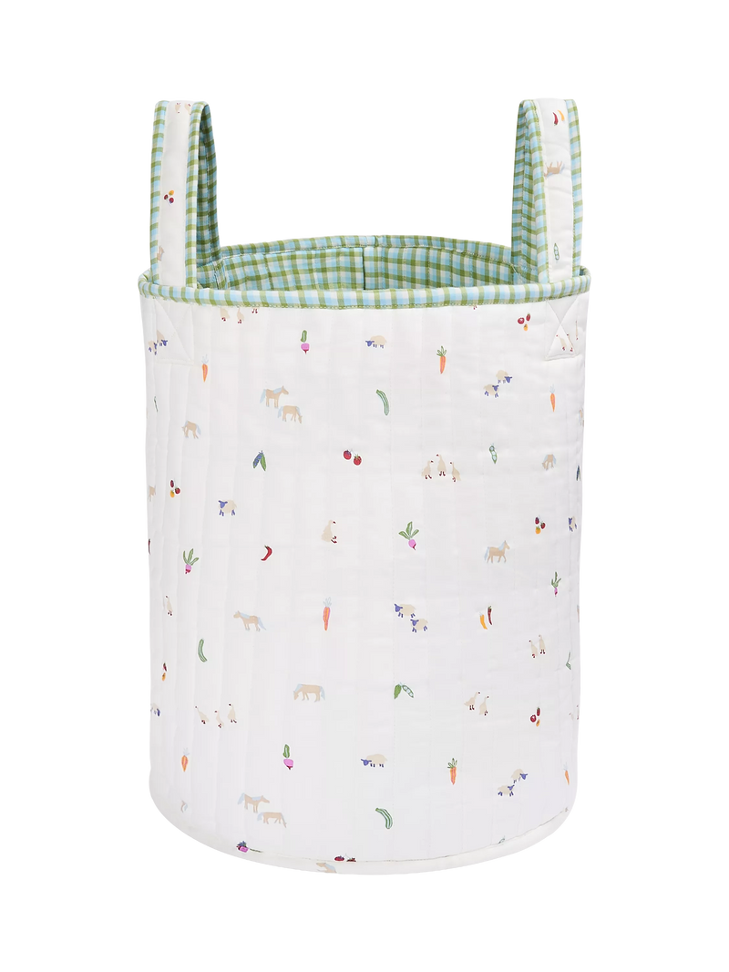 Avery Row Little Farm large quilted reversible storage basket (British brand)