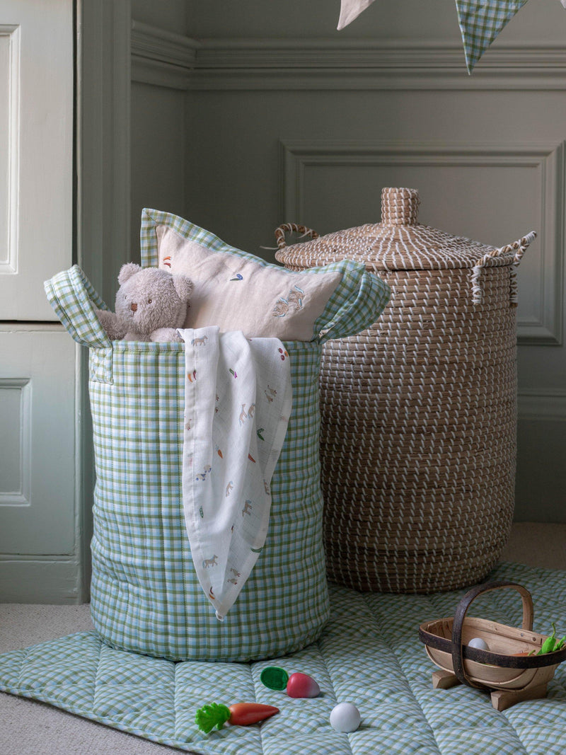 Avery Row Little Farm large quilted reversible storage basket (British brand)