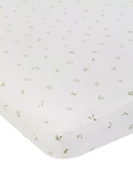 Avery Row cotbed fitted sheet nettle scatter pattern imported from the UK