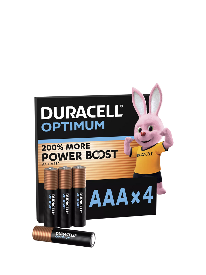 Duracell Optimum AAA batteries pack of 4 - British product