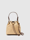 Reiss Evie natural bucket bag woven raffia-effect leather trim, imported from the UK