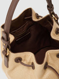 Reiss Evie natural bucket bag woven raffia-effect leather trim, imported from the UK