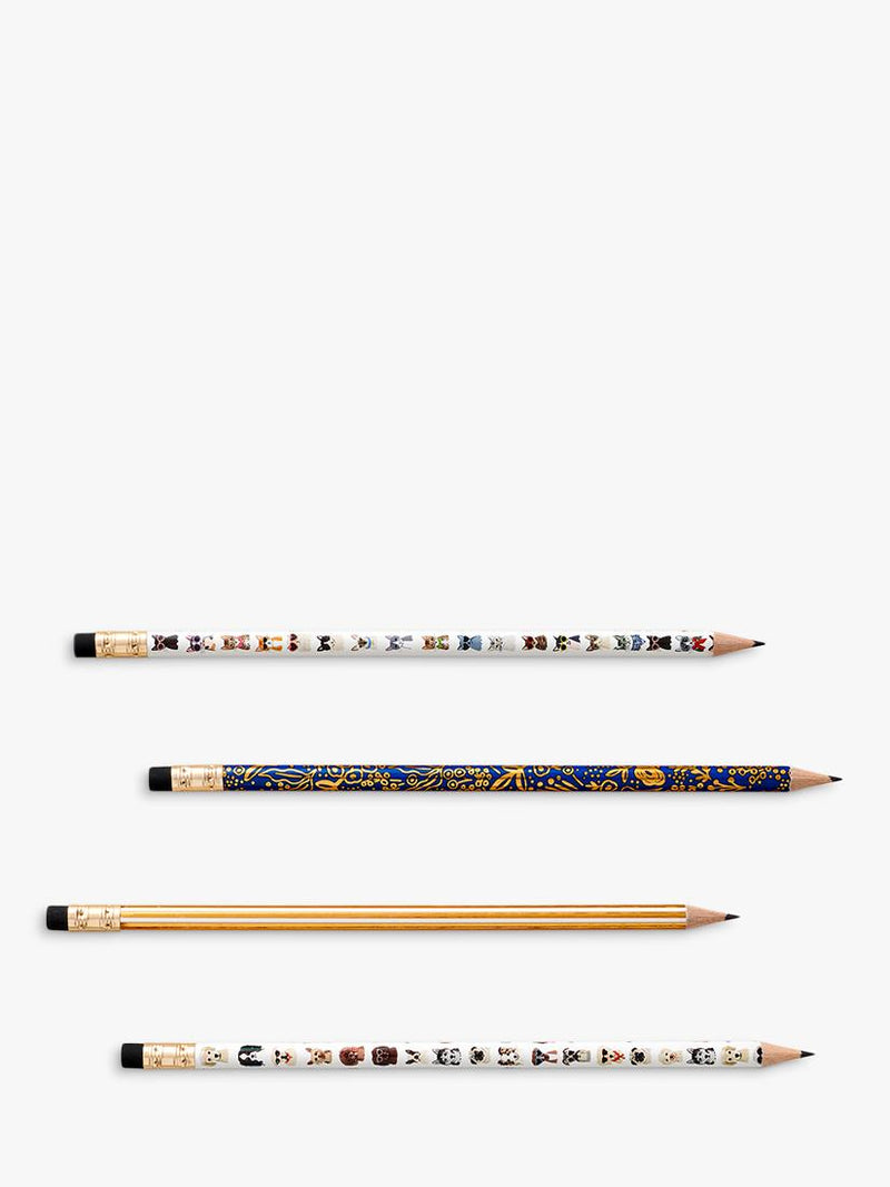 Rifle Paper Co cat dog pencil set gold foil - British product