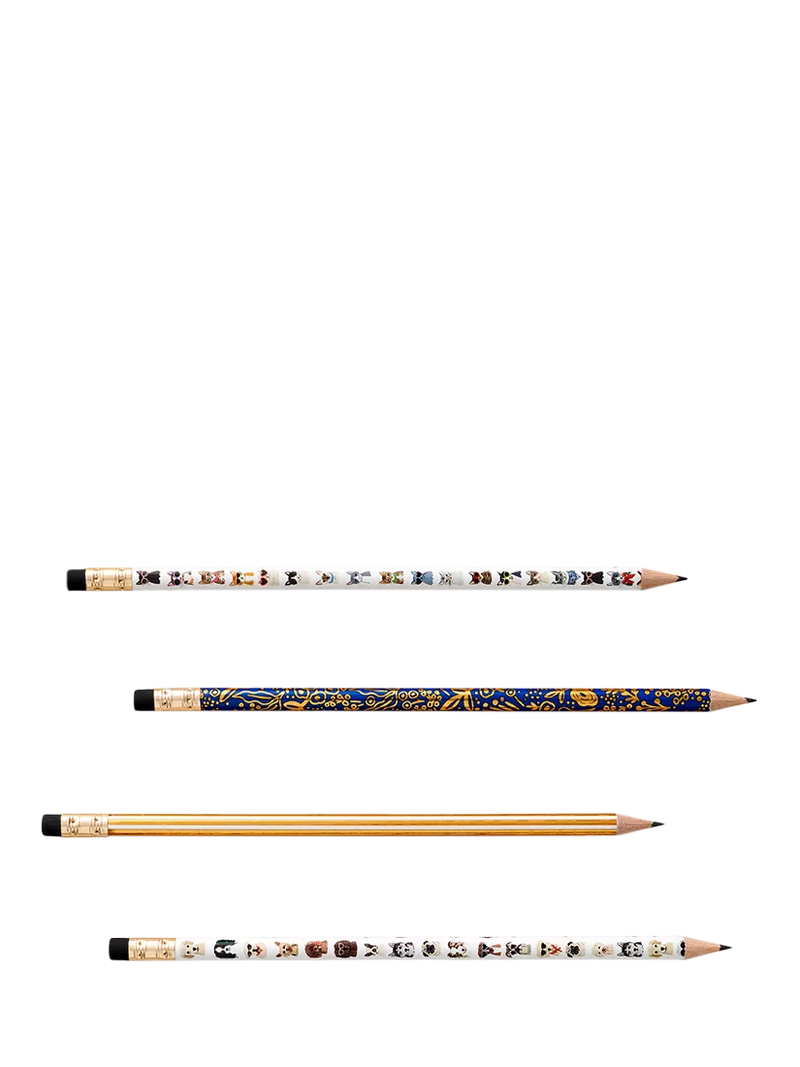 Rifle Paper Co cat dog pencil set gold foil - British product
