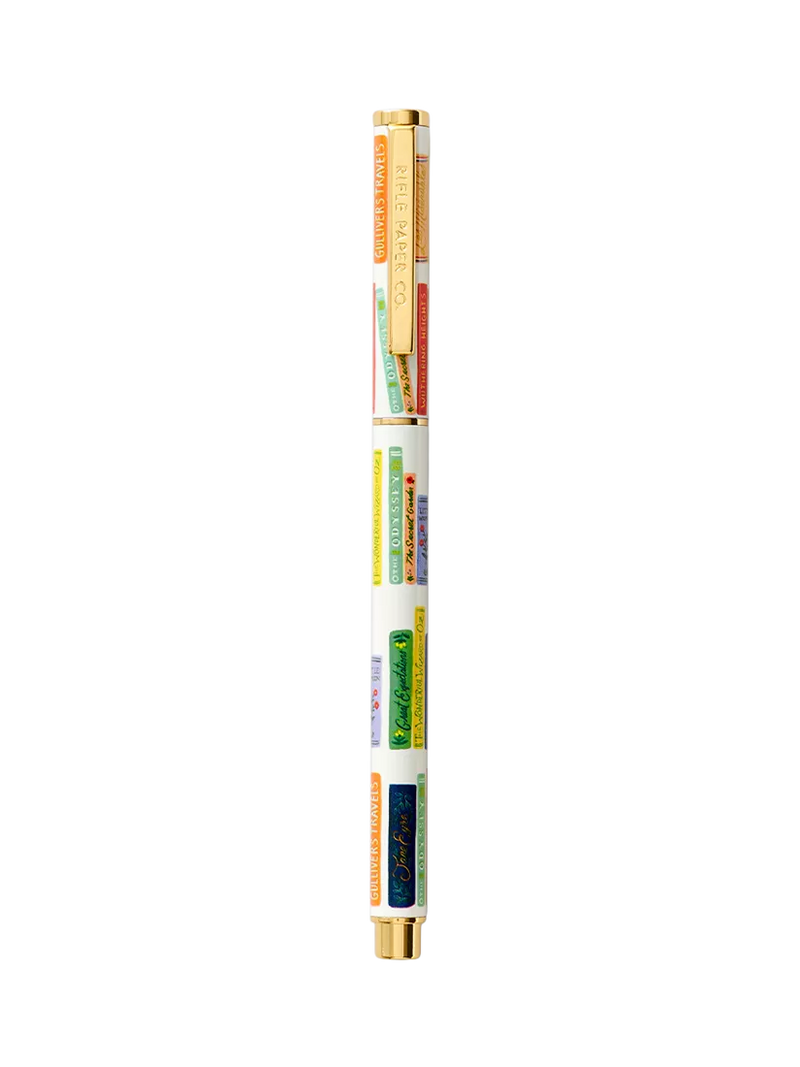Rifle Paper Co. Book Club pen with book pattern, UK version