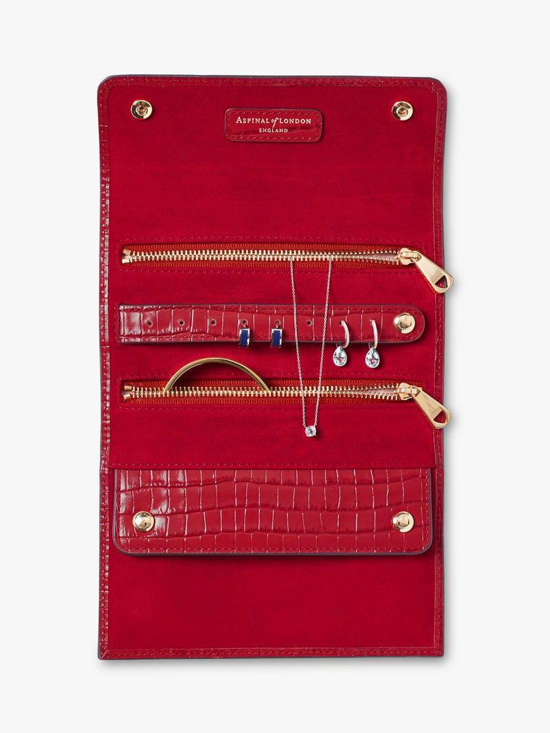 Aspinal of London jewellery roll red, imported from the UK