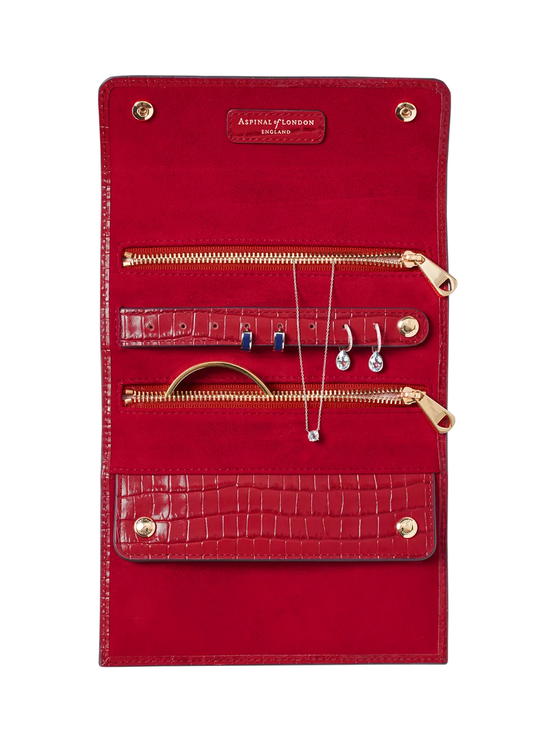 Aspinal of London jewellery roll red, imported from the UK