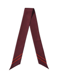 Aspinal of London skinny hearts silk scarf in cherry, UK version