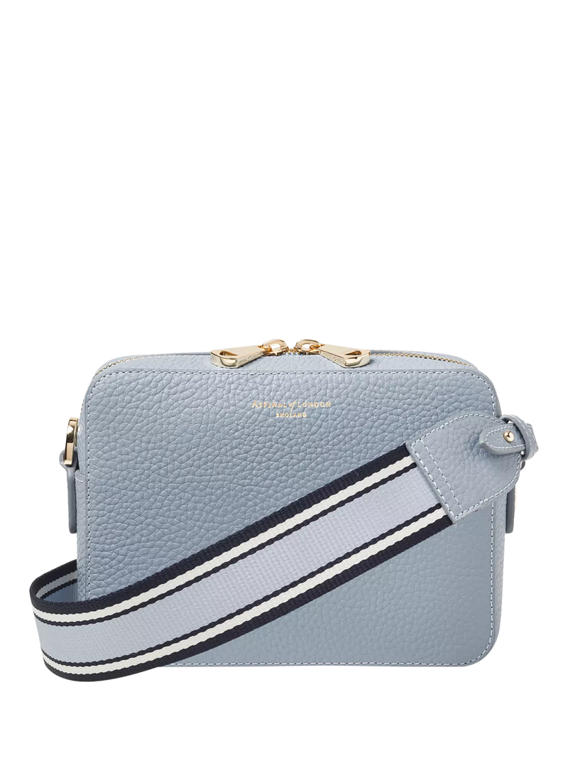Aspinal of London crossbody bag sky blue nylon leather trim - British product