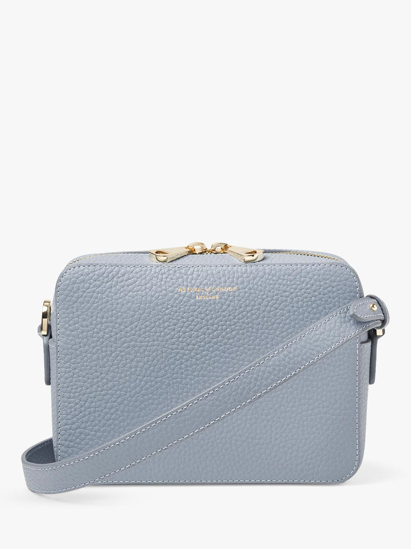 Aspinal of London crossbody bag sky blue nylon leather trim - British product