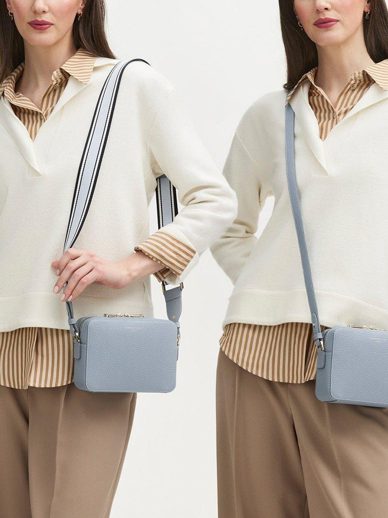 Aspinal of London crossbody bag sky blue nylon leather trim - British product