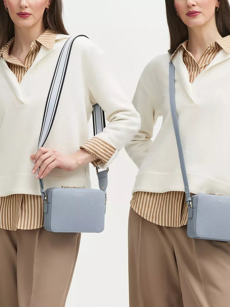 Aspinal of London crossbody bag sky blue nylon leather trim - British product