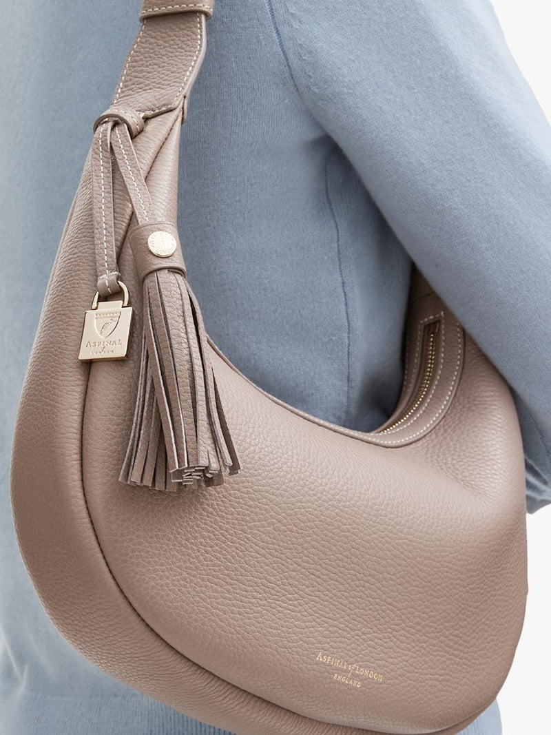 Aspinal of London small crescent shoulder bag moleskin, UK version