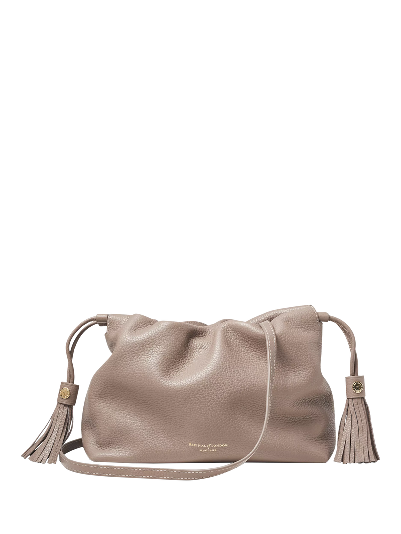 Aspinal of London Soho Pebble Leather Large Crossbody Pouch, Moleskin