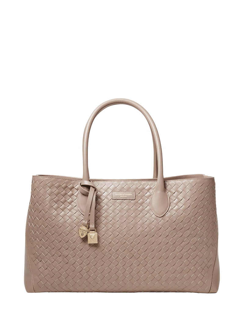 Aspinal of London woven leather tote bag in moleskin - British product