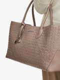 Aspinal of London woven leather tote bag in moleskin - British product