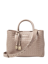 John Lewis Aspinal of London Midi London Woven Leather Tote Bag, Moleskin- Buy online at McGrocer