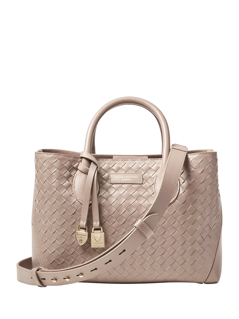 Aspinal of London Midi woven leather tote bag - British product