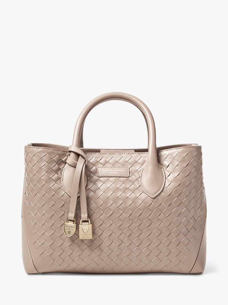 Aspinal of London Midi woven leather tote bag - British product
