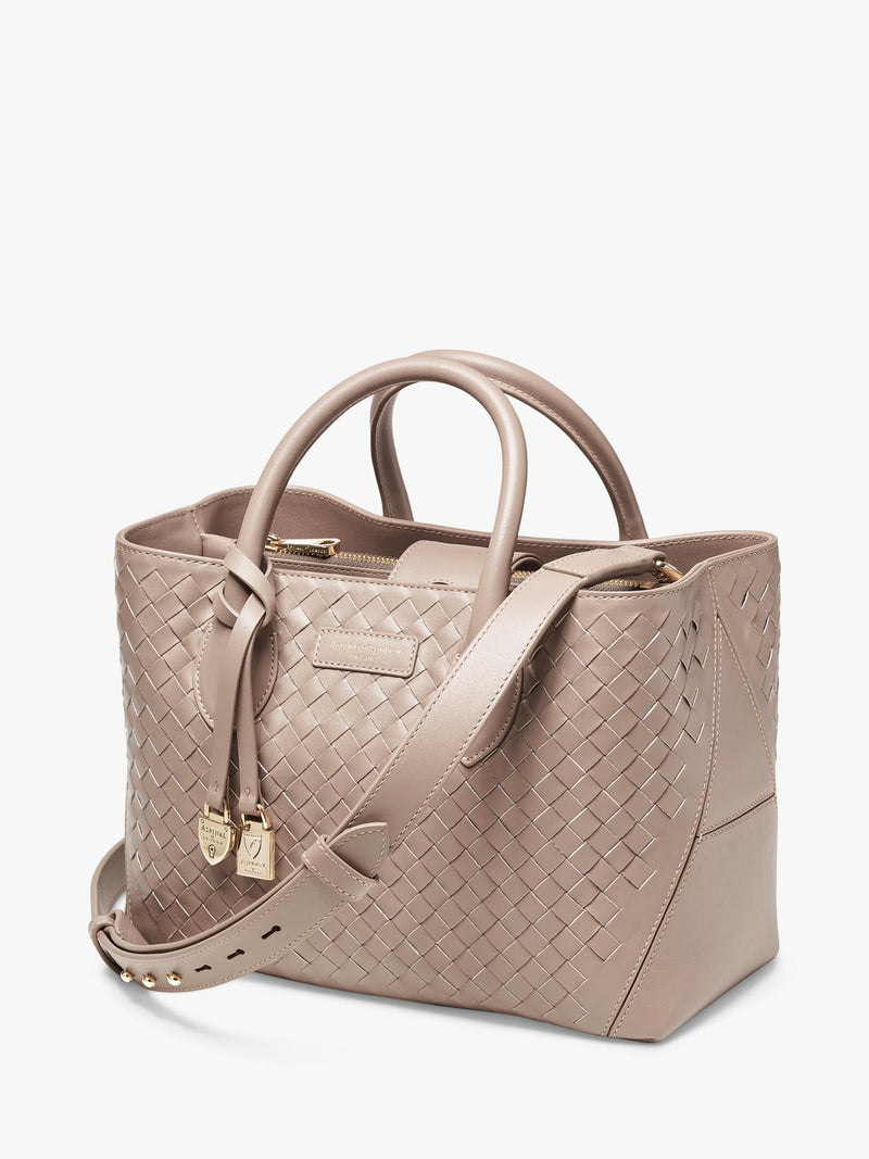 Aspinal of London Midi woven leather tote bag - British product