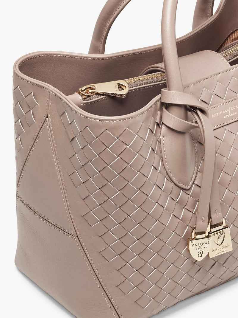 Aspinal of London Midi woven leather tote bag - British product
