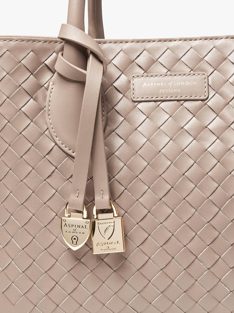 Aspinal of London Midi woven leather tote bag - British product