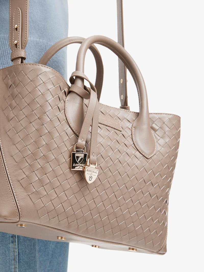 Aspinal of London Midi woven leather tote bag - British product