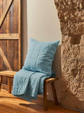 Christy laundered cotton quilted pillowsham chalk blue (British brand)