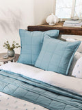 Christy laundered cotton quilted pillowsham chalk blue (British brand)