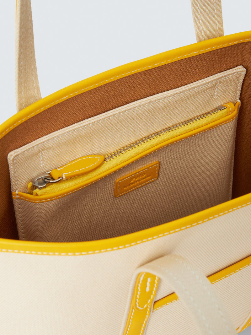 Polo Ralph Lauren small canvas shopper tote in Ecru and Racing Yellow, UK version