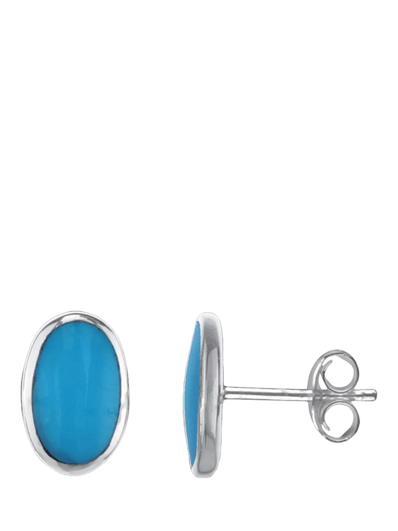 Nina B oval stud earrings blue turquoise silver, UK version