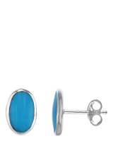 John Lewis Nina B Oval Stud Earrings Blue Turquoise Silver- Buy online at McGrocer