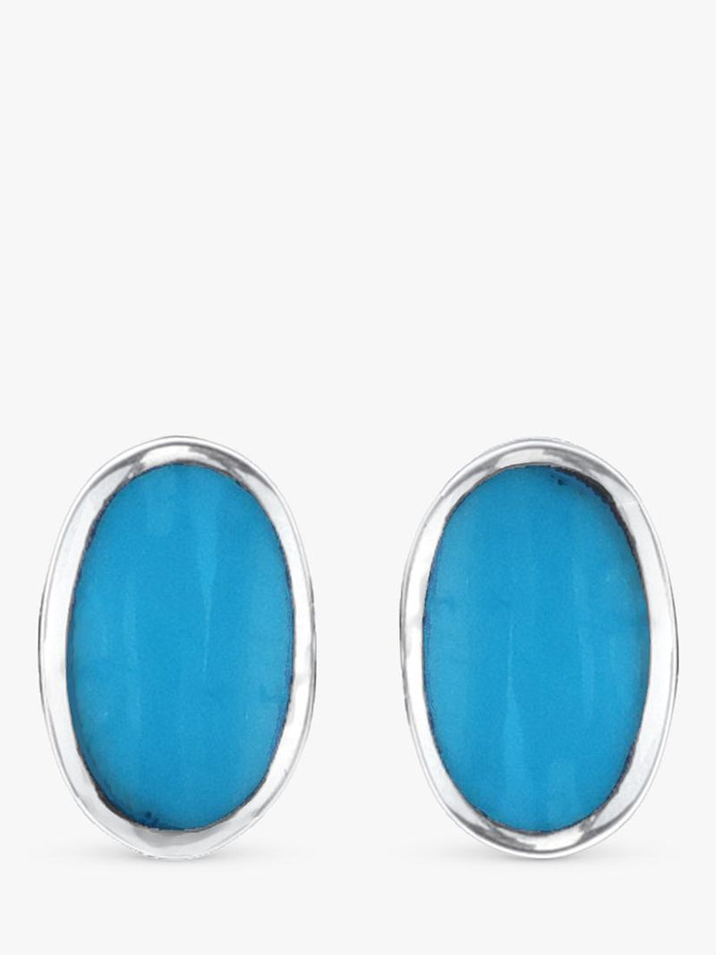 Nina B oval stud earrings blue turquoise silver, UK version