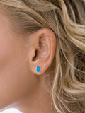 Nina B oval stud earrings blue turquoise silver, UK version