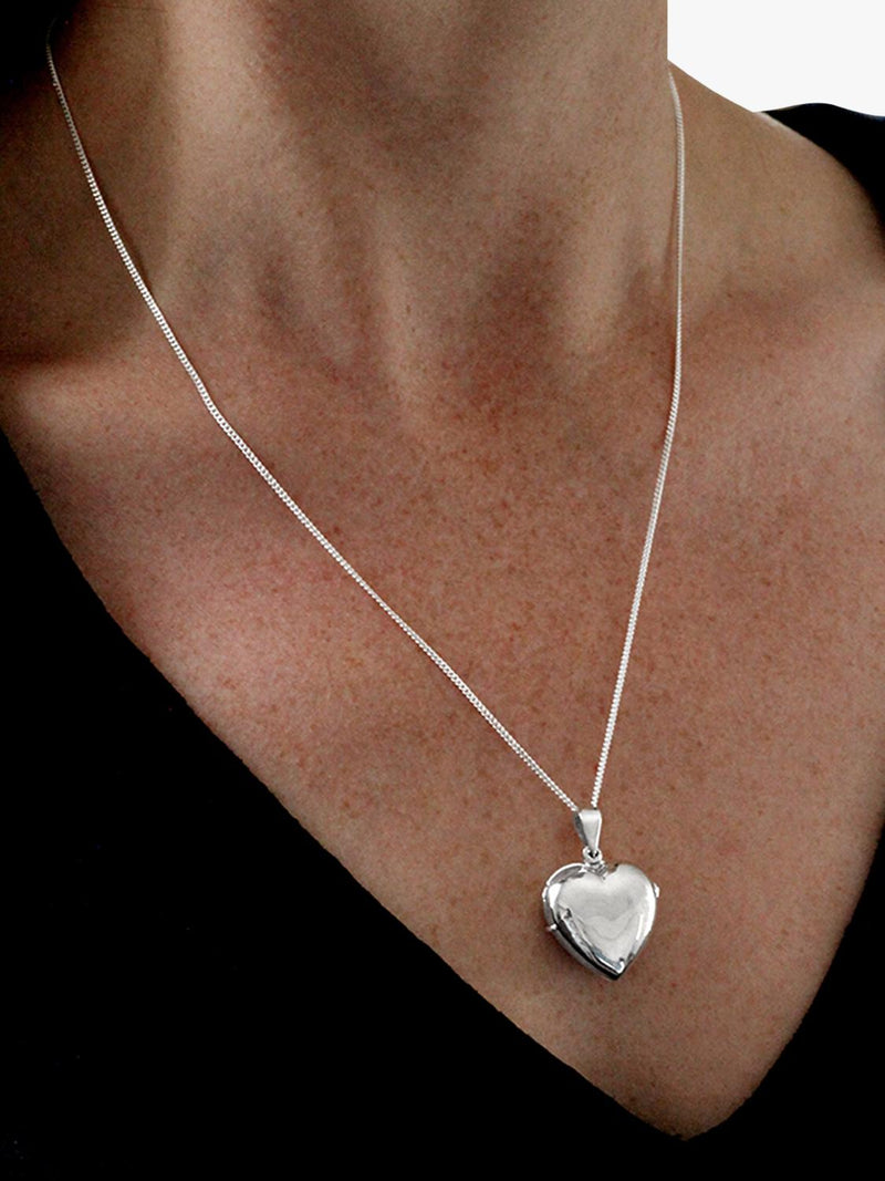 Nina B sterling silver heart locket necklace 45cm, imported from the UK