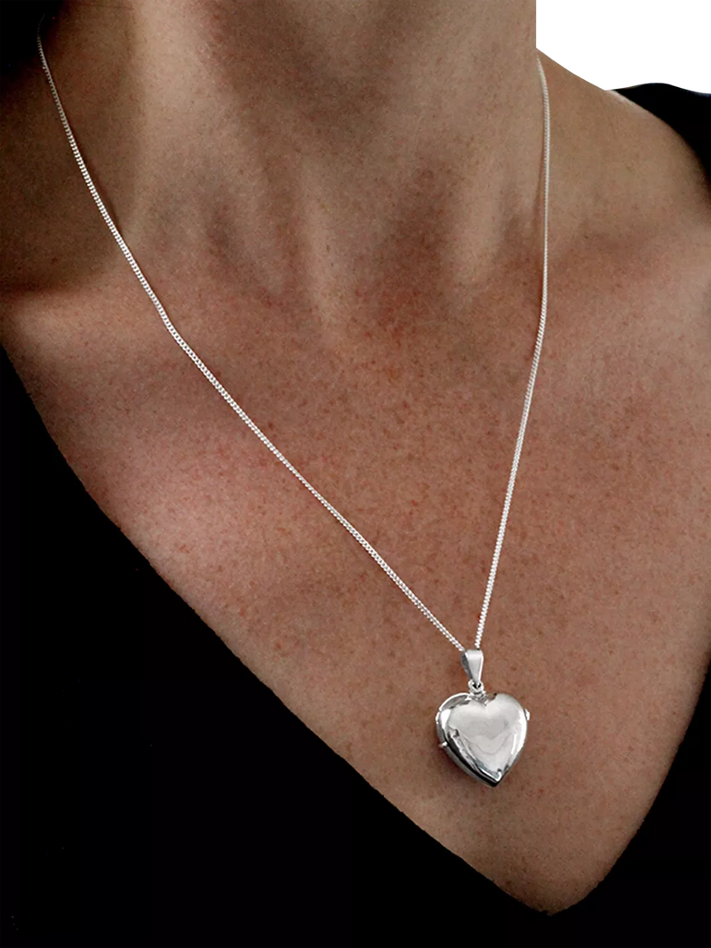Nina B sterling silver heart locket necklace 45cm, imported from the UK